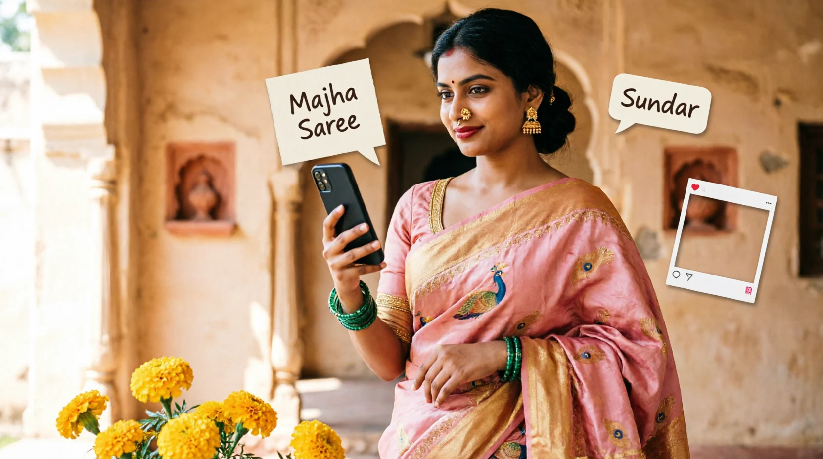 saree caption in marathi for instagram in english