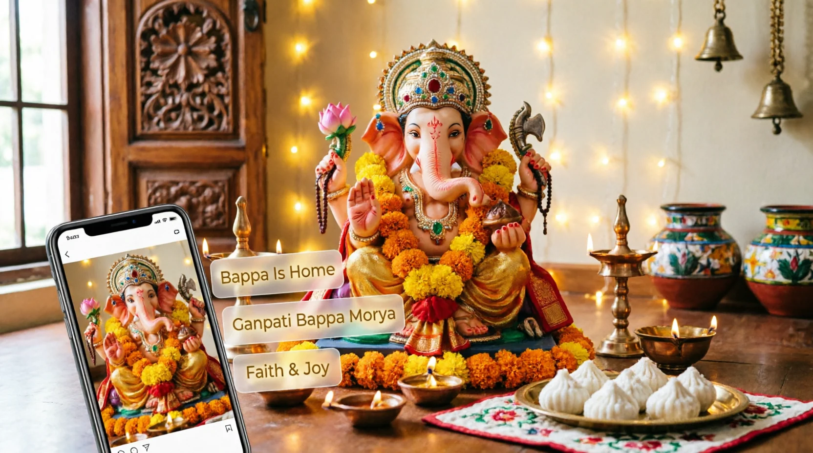 short ganpati bappa captions